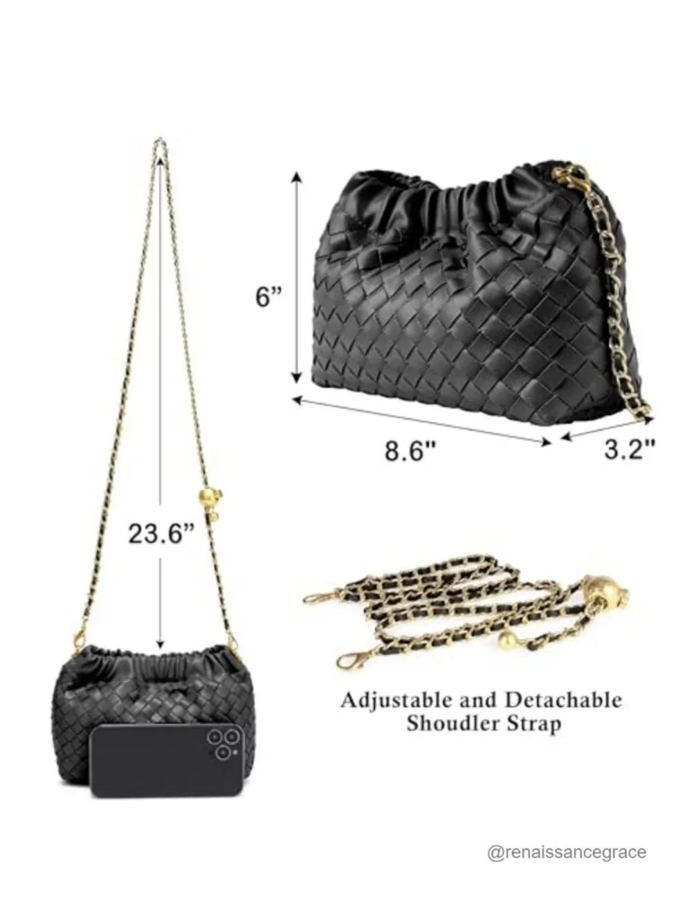 Hand-Woven Vegan Leather Dumpling Hobo Crossbody Shoulder Bag